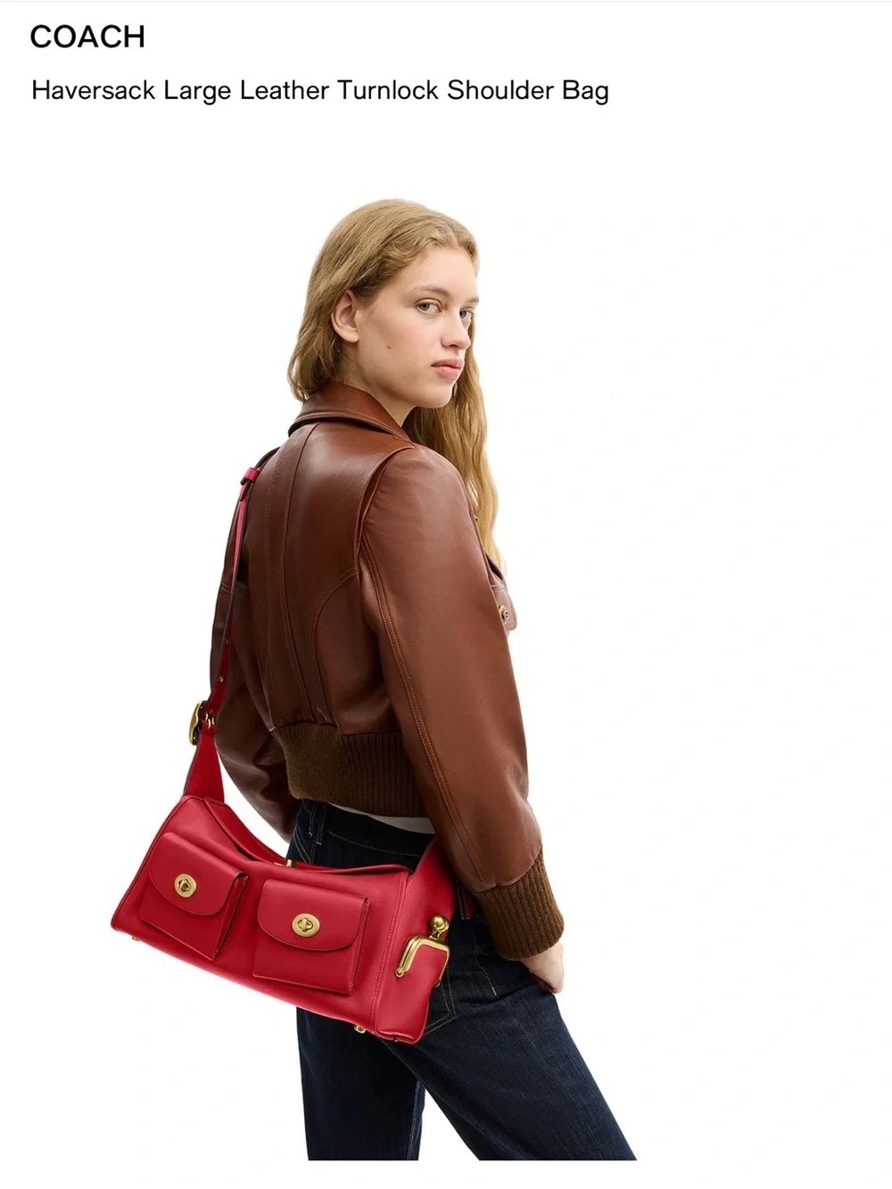 Coach Turnlock Haversack Bag (brass/scarlet)